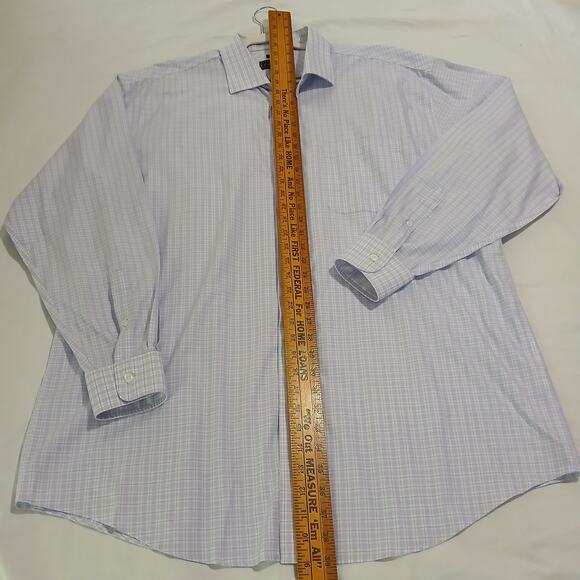 Jos.A.Bank RESERVE no wrinkles 18/37 !00% cotton men's button-up lavender plaid - Picture 8 of 11